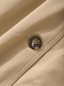 Chaqueta cortavientos de unicolor elegante y de moda para mujer, abrigo de mujer de corte regular de un solo pecho - Caqui - Ver 6