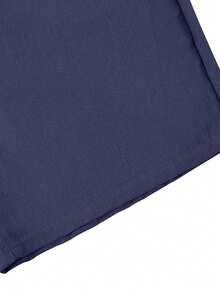 Premium Linen Blend Casual Shorts For Men - Classic Minimalist Drawstring Summer Shorts, High-End Resort Style - Navy Blue - View 6