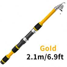 Bộ cần câu cá thu gọn 1.8m, cần câu cá biển cứng cáp bằng sợi thủy tinh và thép, dụng cụ câu cá dành cho trẻ em. - Màu vàng - Xem 5