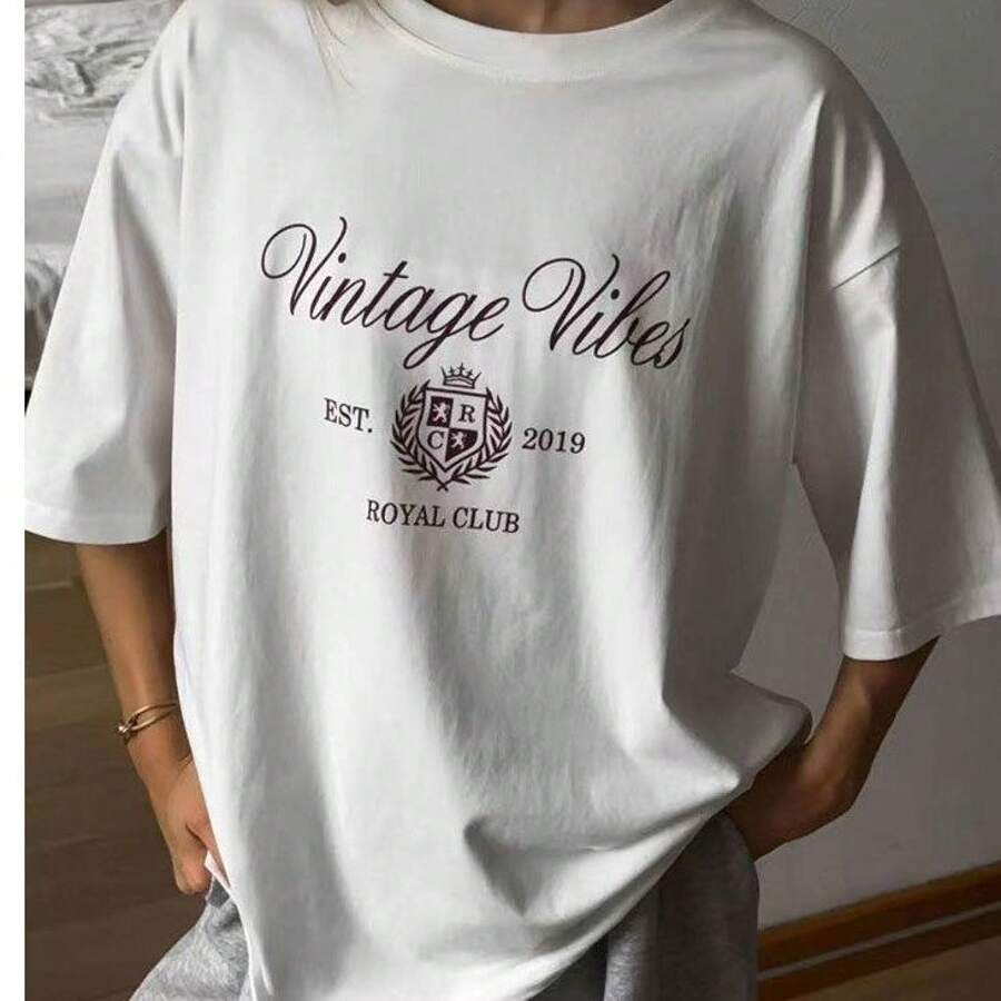 Camiseta 2026 con estampado moderno, estilo americano, de manga corta, holgada, versátil, retro, ropa de verano estilo Hong Kong. - Camisa blanca de manga corta [Est. 2019] - Ver 1