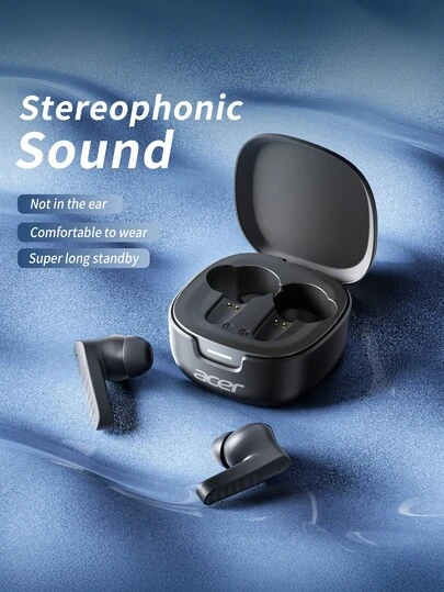  Auriculares inalámbricos Bluetooth Acer OHR503 con micrófono, chip inteligente 5.4 para un rendimiento excelente, llamadas claras sin latencia, conexión instantánea, experiencia de sonido envolvente inmersiva, ligeros y cómodos, control táctil para un funcionamiento fácil, adecuados para deportes, ocio y oficina