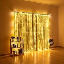 Battery Powered LED Curtain Lights - 8 Fairy Tale Lighting Modes, Suitable For Christmas, Weddings And Parties - Indoor Holiday Decor - Battery Box Curtain Light String - View 7