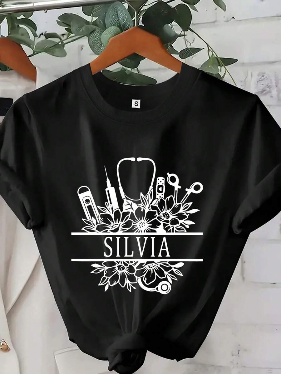 Camiseta Personalizada de Enfermera, Camiseta de Corazón de Enfermera, Camiseta de Enfermería Personalizada, Regalo de Graduación de Enfermería, Camiseta de Enfermería, Regalos para Enfermeras, Camiseta de la Semana de la Enfermera - Negro - Ver 1