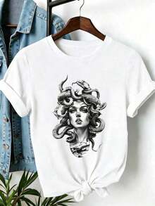 Nueva Colección 2026: Camiseta de Algodón ¡Novedad! Blusa de manga corta para mujer, diseño liso, para estar en casa o para uso casual. Oferta por tiempo limitado. Preciosa blusa, cómoda y de largo regular. Lavable aáquina. Algodón ligero. - Blanco - Ver 12