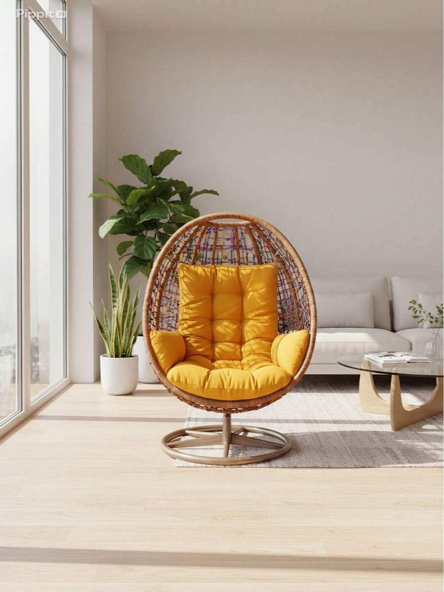 Single-Person Swing & Garden/Balcony Cushion (Swing Shown For Display Purposes Only.) ın Der Turkeı - Yellow - View 1