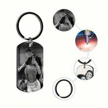 Personalized Photo Engraved Keychain - Customized Dog Brand Style Men's, Boyfriend, Father Keychain Customized Engraved Photo Keychain - Personalized Laser Engraved Keychain With Heart Design Durable Metal Keychain Suitable For Men And Women Valentine's Day Christmas Family Gift Black Keychain Accessory Romantic Gift Elegant Accessory - Multicolor - View 5