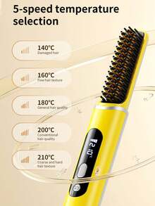 1pc Wireless Hot Air Brush, Cold Air Comb, Curling Iron, Compact Portable Straightener, Mini Straightening Brush, Negative Ion Hot Air Styling Comb, 5 Temperature Settings, Dual MCH Ceramic Heating, LCD Display USB Rechargeable Straightening Comb, Negative Ion Technology Hot Hair Brush, Straightener, Anti-Scald Protection, Student, Outdoor, Travel, Home, Dormitory Supplies, Women's Gift - Hot Air Comb - View 8