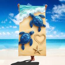 1pc Sea Towel, Super Soft Microfiber Extra Large Beach Blanket, Super Absorbent Bath Towel, Suitable For Travel, Swimming Pool, Diving, Surfing, Yoga, Camping, Available In Multiple Sizes, Beach Accessories For Beach, Pool, Travel, Camping, Yoga - Sea Turtle - View 4