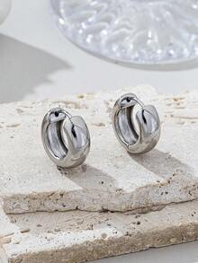 1 Đôi bông tai vòng trơn màu đồng mạ bạc tối giản, thanh lịch, thích hợp cho đi làm hàng ngày, công sở, bãi biển, thể thao, hẹn hò, tiệc tùng, lễ hội và làm quà tặng. - Bạc - Xem 5