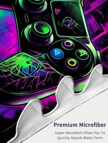 1pc Neon Gaming Controller Beach Towel - Available In Multiple Sizes. Features: Quick-Drying, Soft, Portable, Fashionable, Sand-Resistant, Super Absorbent, Made Of Microfiber. Styles: Bohemian, Tropical, Vintage, Humorous, Yoga, Picnic, UV Protection. Perfect For Beach, Pool And Outdoor Activities; Essential Travel Accessory For Camping, Yoga, Gym, Sports And Swimming. Suitable For Men And Women. - Beach Towel C - View 9
