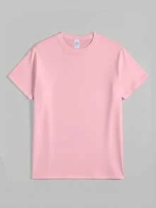 Women's Fall Amalfi Italy Lemon Graphic Tee, "AMALFI ITALY Social Club" Print, 180g Soft Slightly Stretch Cotton Round Neck Short Sleeve Casual Top - 粉色 - 查看 3