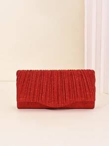 Clutch estilo sobre con cierre abatible, perfecto para fiestas de noche de mujeres, adecuado para bodas, recepciones de cóctel, graduaciones y diversos eventos. - Rojo - Ver 4