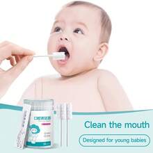 30-90PCS Baby Tongue Cleaner Disposable Newborn Toothbrush For 0-36 Month Clean Mouth Tongue Washing Artifact Gauze Cotton Swab - 60Pcs - 查看 3
