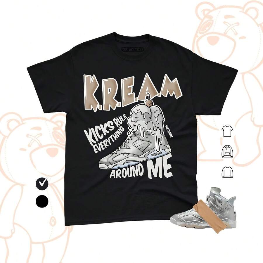 Camiseta gráfica AJs 6 en plata metalizada Match, camiseta urbana Kream Kicks Rule - forma - Ver 1