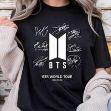 Camiseta de la Gira Mundial 2026, con los nombres de los miembros de Bangtan, productos oficiales del grupo. - Negro 3 - Ver 6