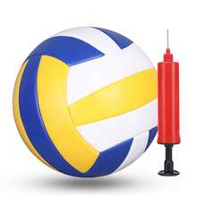 Soft Volleyball + Inflatable Set - Yellow, Blue And White Color Scheme, Standard Size 5, Suitable For Indoor/Outdoor Training, Beach Volleyball And Home Use. Perfect For Beginners | Great Gift For Sports Enthusiasts. - Multicolor - View 6