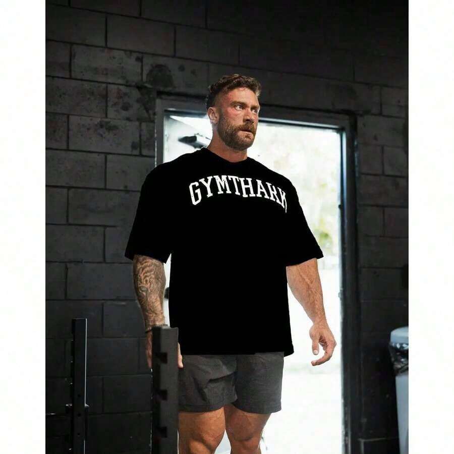 Short Sleeve Sports T-Shirt - 黑色 - 查看 1