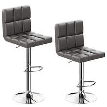 GartistGo Bar Stool Set Of 2 -Grey, 360° Swivel, Upholstered, Height Adjustable  Bar Stool - Gris - Ver 10
