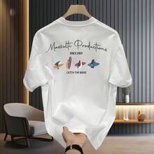 Camiseta de manga corta para hombre, popular en 2025, nueva moda casual, ropa de verano versátil para hombre, top de alta gama y a la moda. - Blanco - Ver 7