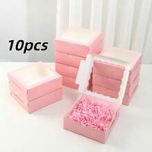 5/10/20pcs Bread Boxes With Window, Pastry Packaging Boxes, Suitable For Macarons, Cookies, Cupcakes, Donuts, Desserts - Bakery, Snacks, Small Cakes - Pink - View 9