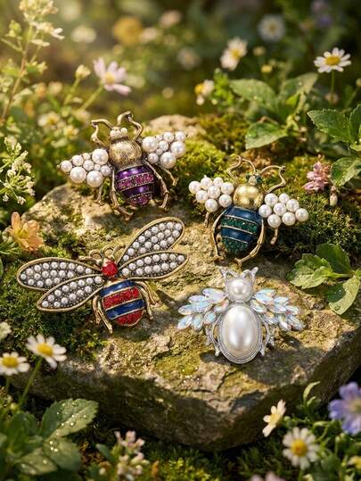 Luxury Pearl Bee Brooches - Insect Pins For Women Unisex Casual Party Jewelry Accessories / Friends Gifts Badges Decoration