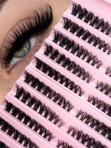 10 Rows Lash Clusters Kit Fluffy Cat Eye Lashes Volume Wispy Individual Lashes Dramatic Eyelash Clusters Natural Look DIY Eyelash Extension Natural Long False Eyelashes Thick Curl Tail Elongated Eyelashes Reusable Cluster Lashes At Home,Perfect For Daily Life,Wedding,Party,Travel Lash Clusters Kit - C - View 7