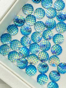 50pcs/Pack Iridescent Gradient Fish Scale Shaped Resin Sequins, DIY Clothing Accessories, Shoes, Bags, Hair Decorations - Deep Blue AB - View 4