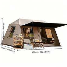 campility 4/6/8-Person Outdoor Camping Tent With Retractable Awning, Multiple Ventilation Windows, UV-Resistant And Waterproof, Suitable For All Seasons, Perfect For Family Camping, Forest Adventures, And Sunset Viewing - Multicolor - View 12