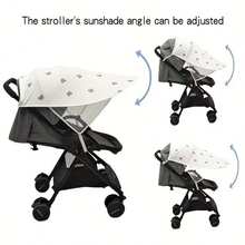 Gray & White Star Pattern Sun Shade Canopy, Summer Sun Protection, Stroller Sun Shade Tent (Canopy Only), Dust Cover - A - View 4