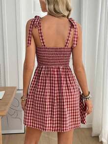 Vestido de verano casual con estampado floral para vacaciones de mujer - Burdeos - Ver 2