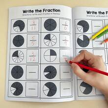32 páginas Libro de ejercicios de fracciones matemáticas, libro de ejercicios para niños, materiales de aprendizaje de matemáticas, adecuado para el aprendizaje en el hogar y en el aula, ayuda de aprendizaje - Multicolor - Ver 8