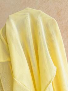 Camiseta asimétrica con decoración de conchas marinas, adecuada para vacaciones en la playa, verano - Amarillo - Ver 8