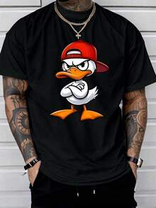 Camiseta de manga corta estampada de moda para hombre - Negro - Ver 1