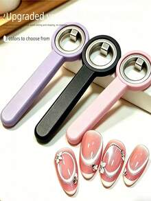 1pc Round Cat Eye Magnetic Nail Art Tool With Handle, Professional Round Magnet Instantly Creates Round Effect, Strong Adhesion, Suitable For Gel Manicure - Multicolor - View 5