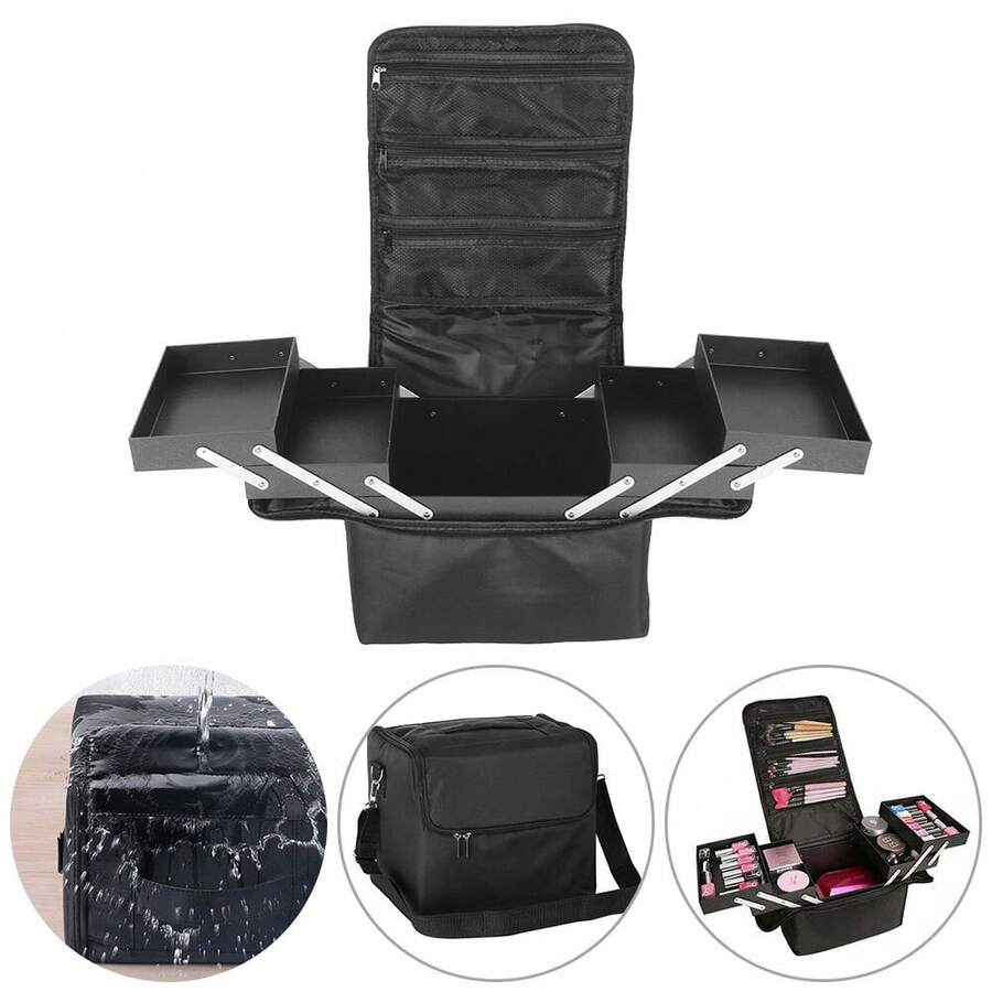 Extra Large Vanity Case Beauty Box Make Up Jewelry Cosmetic Nail Tech Storage - Default - View 1