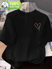 Women's T-Shirt [Circle] Women's Casual Printed T-Shirt, Round Neck And Short Sleeve, 100% Pure Cotton, Perfect Choice For Spring And Summer, Everyday Wear T-Shirt, Printed T-Shirt, Lightweight Fabric, Loose Casual Top For Everyday Wear, Breathable And Comfortable, A Must-Have For All Seasons (Machine Washable) - Weekend Outfit, Wardrobe Essential, Soft Fabric Top. - 黑色 - 查看 7