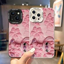 Disney Lilo & Stitch Phone Case, Angel Protective Cover. Compatible With IPhone 17, 16, 15, 14, 13, 12, 11 Pro Series And Galaxy S22, S23, S24, S25 Models, Featuring Plush-Style Angel Lying Down Against A Pink Background With Embossed Hearts And Hibiscus Flowers, Perfect For Fans Of The Pink Alien, Ideal For Birthdays, Holidays, Anniversaries, Graduation Gifts, Or Any Special Occasion To Surprise Family, Friends, Classmates, And Loved Ones. - 黑色 - 查看 4