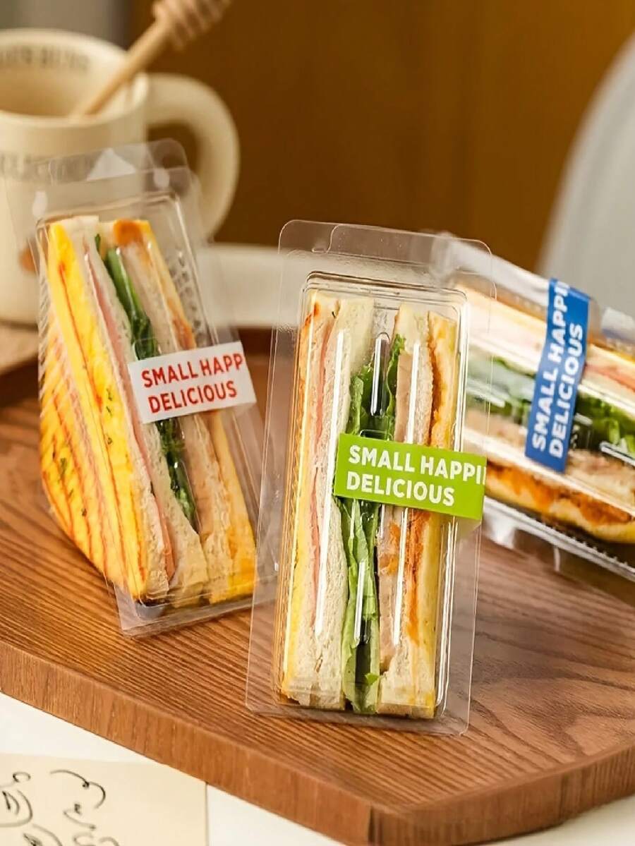 20/50pcs Thickened Stackable Leak-Proof Rectangular Plastic Food Storage Containers, Suitable For Restaurant, Bakery, Takeout Delivery, Sandwich, Cake And Pastry Packaging