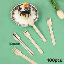 一次性木製餐具組 300/150/100/60件 一次性樺木餐具，16cm - 組內含 100/50/20 把刀、100/50/20 把叉、100/50/20 把匙。此餐具組適用於派對用品、聚會、野餐、節日和婚禮。 - 彩色 - 查看 13