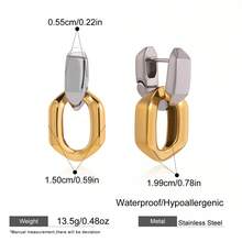S SHOPBOHO 1 paire de boucles d'oreilles à maillons de chaîne hypoallergéniques ton or & argent, matériau en acier inoxydable, design à maillons ovales - Boucles d'oreilles géométriques - Voir 2