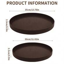 1/2pcs ABS Plastic Round Tray, Minimalist High-End, Multi-Purpose Storage, Suitable For Breakfast, Snacks, Desserts, Fruits, Coffee/Tea Sets, Cosmetics, Candles, Plants Display, Garden Party, Picnic, Christmas, Thanksgiving, Halloween, Home, Kitchen, Bathroom, Living Room, Dining Room, Office, Retail Store Decor - Dark Wood Color - View 2