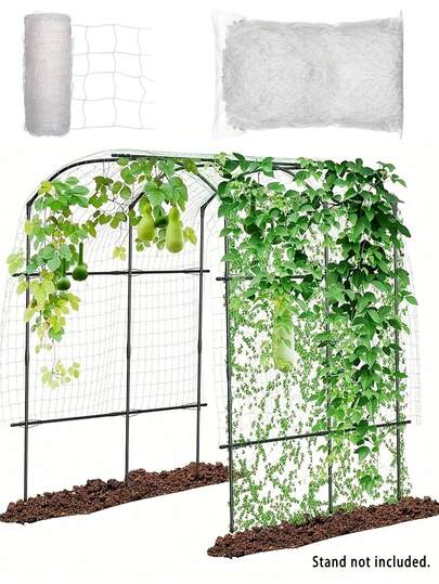 Giàn leo làm vườn bằng PVC chống chịu thời tiết và chống thấm nước - Giá đỡ cây ngoài trời, cấu trúc đan lưới thoáng, thích hợp cho các loại dây leo, thường xuân, đậu, đậu Hà Lan, dễ dàng lắp đặt trong luống hoa, vườn rau và ban công, ít cần bảo dưỡng (Không bao gồm giá đỡ).