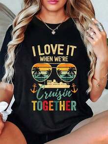 100% cotton Camisetas a juego para parejas y familias, colección Cruise - Negro - Ver 6