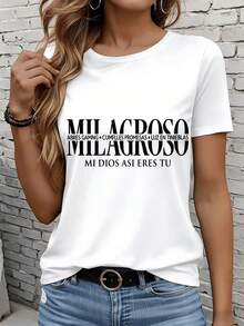 Camisetas de manga corta para mujer en blanco y negro, adecuadas para el ocio diario, el hogar y los viajes al aire libre.Dios Abre Puertas Cumpre Promesas Luz En La Oscuridad Camiseta Mujer Casual Fe Cristiana Inspiración Religiosa Top Regalo Para Fiestas - Blanco - Ver 1
