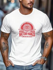 Sommer Men's Hattori Hanzo Anime T-Shirt - Short Sleeve T-Shirt With Hanzo Name Print, Casual Crew Neck T-Shirt Suitable For - Daily Wear And For Anime Fans, Loose And Comfortable - White - View 6