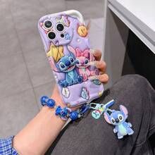 Disney Has Authorized, Phone Case - Chain Set, The Stitch Lilo & Stitch 3D Phone Case Plus A Silicone 3D Stitch Bracelet With Metallic Ring Removable Bracelet, Stitch And Angel Pattern, Compatible With Iphone17/16/15/14/13/12/11/XS/XR/X Plus Pro Max, A Stylish Cartoon Phone Case, The Perfect Gift Choice, Phone Protection, Durable Phone Cover, Great Gift For Friends And Family. - 白色 - 查看 6