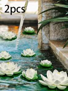 Artificial Lotus Petals, Artificial Floating Lotus, Pond Decor, Fountain Decor, Garden Decor, Floating Lotus Pond Decor, Fake Lotus, Foam Lotus Pond Decor, Artificial Lotus Petals, Suitable For Garden Pond Aquarium Decor, Fake Floating Foam Lotus With Lotus Petals, Suitable For Home Garden Pond Decor, Suitable For Holiday Decor (White Petals) - Multicolor - View 8