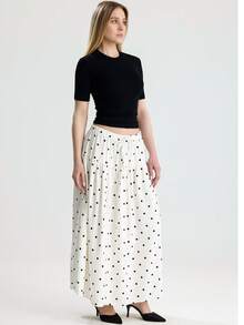 RoseArya Small Polka Dot Maxi Skirt - White - View 3