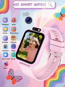 2025 Smart Watch For Teens, 300mAh Battery, 18 Educational Games Built-In, Touchscreen, USB Port, Camera, Pedometer, Calendar And Alarm - Multi-Color Silicone Strap, Sports Design, Suitable For Children Aged 6-12, Perfect Gift For Halloween And Christmas, Fun Learning Tool, Fashionable Teen Watch, Comfortable To Wear, Interactive Device, Designed For Teenagers - Multicolor - View 14