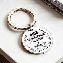 1pc Elegant Stainless Steel Engraved Keychain, Inspirational Gift, Spanish Psalm 91, Gift For Friends, Prayer Gift, Suitable For Gatherings, Parties, Birthdays Car Accessories Bag Charm Backpack For School Cute Goth Y2k Bag Accessories Lanyards With Id Holder Car Accessories Bag Charms Christmas Car Accessories Teacher Sister Gift Ideas Gifts For Mother, Father, Graduation, And Teacher - Silver - View 11